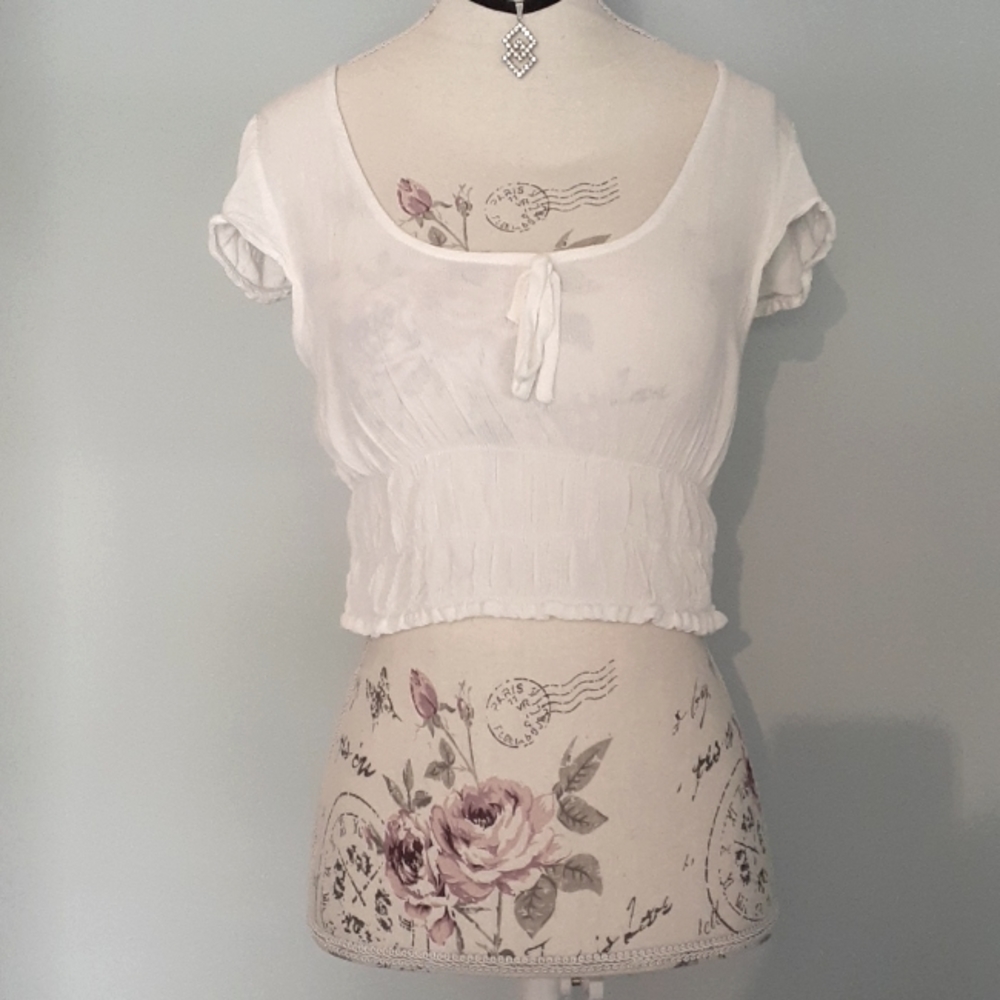 + Sheer white romantic Garage crop top